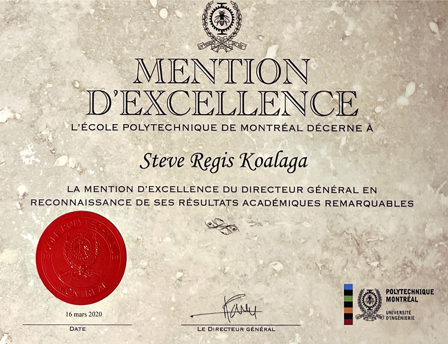 Certificate of Excellence